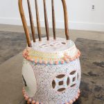 A sculpture made from a kitchen chair as part of the installation