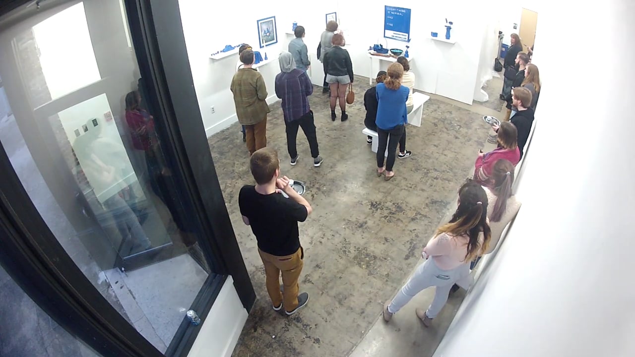 Patrons viewing the installation