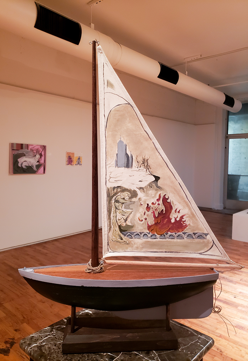 A sculpture of a sailboat as part of the Atlas' Rest installation