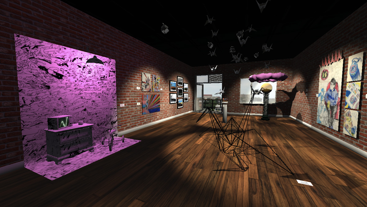 A screen capture from the virtual reality application used to display the installation