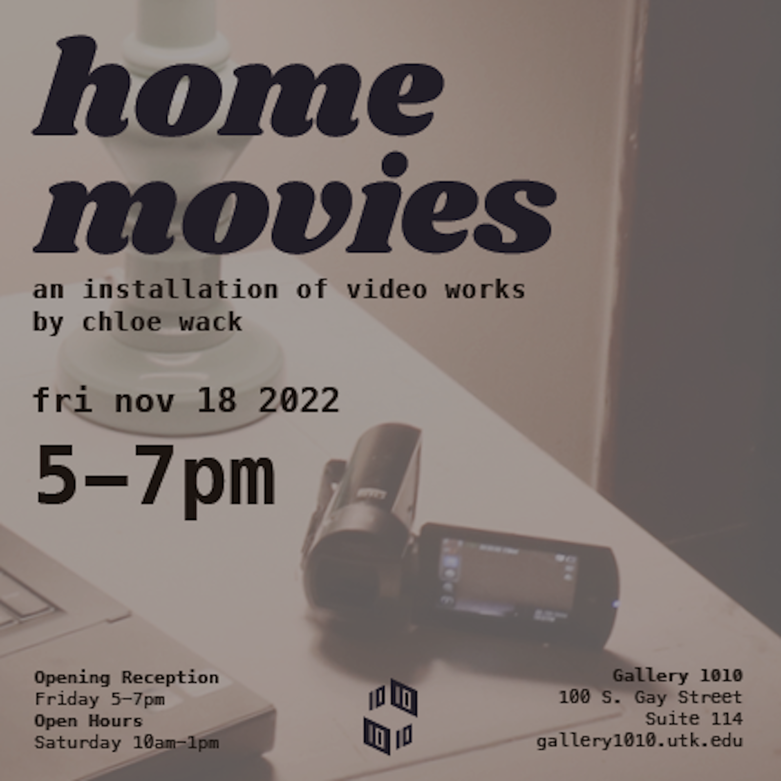 Advertisement for Home Movies installation of video works by Chloe Wack