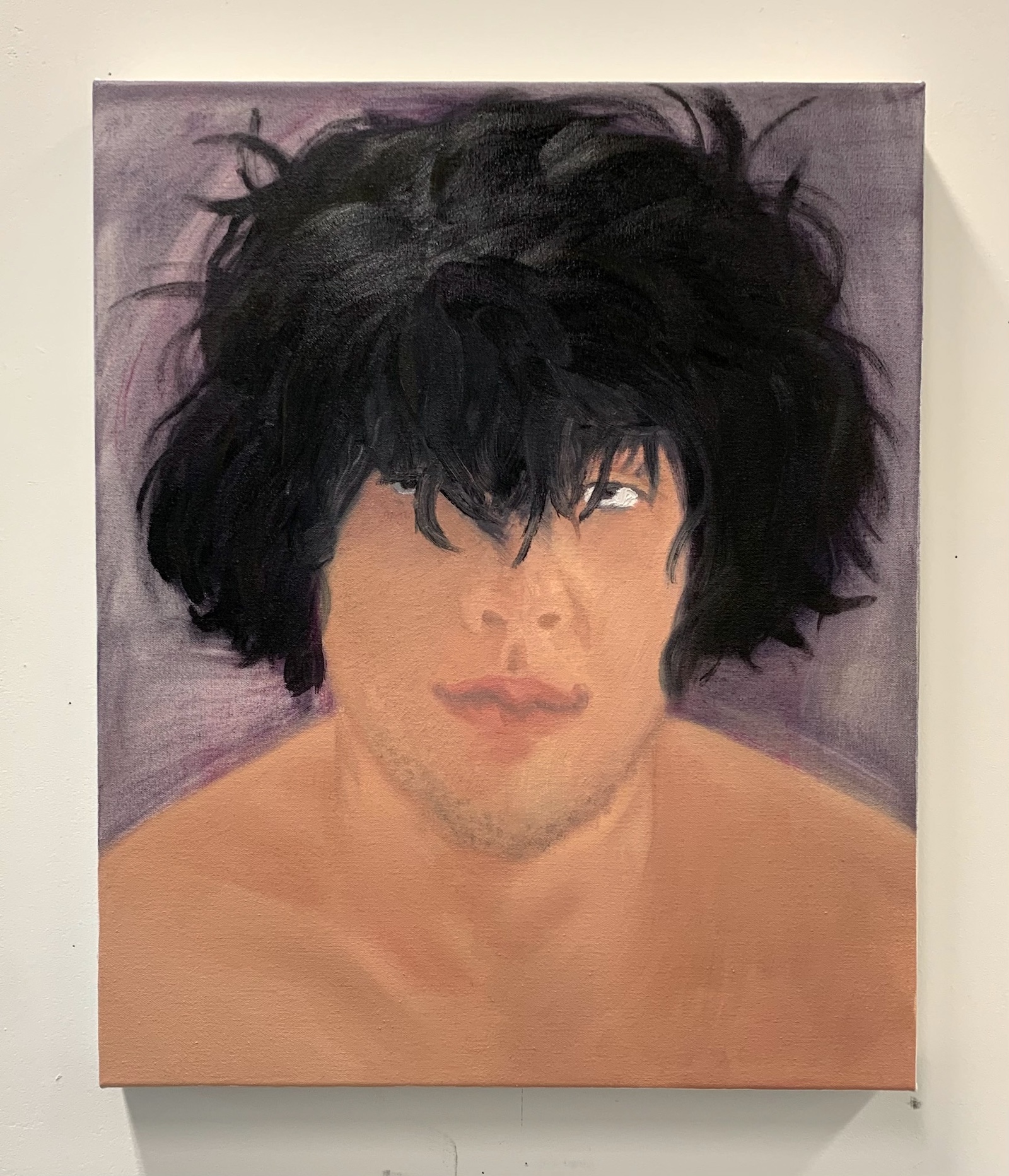 A portrait painting of a man with shaggy hair