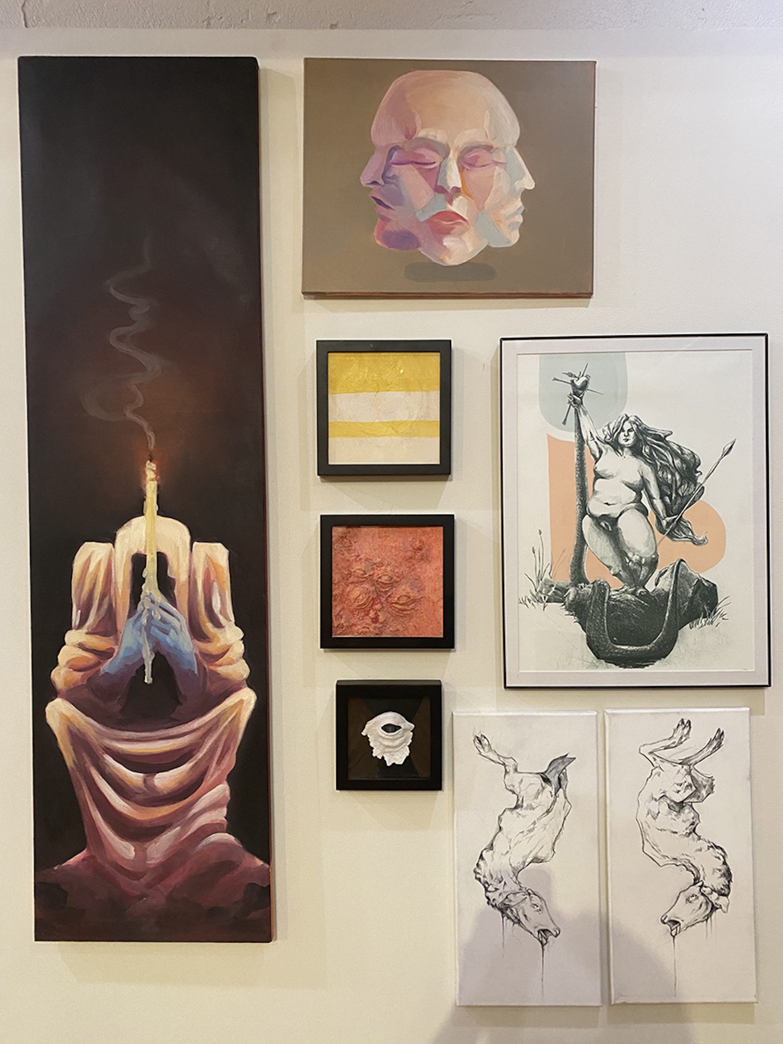 A collection of artworks from the display