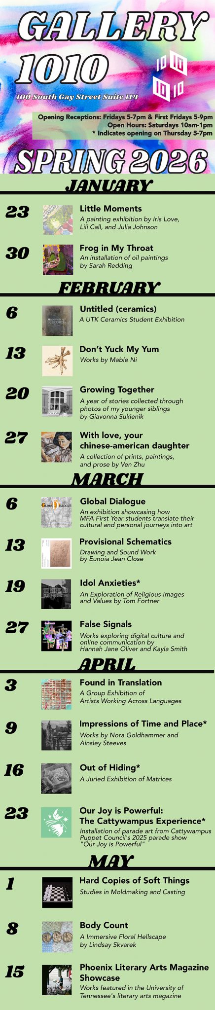 Gallery 1010 Spring Lineup